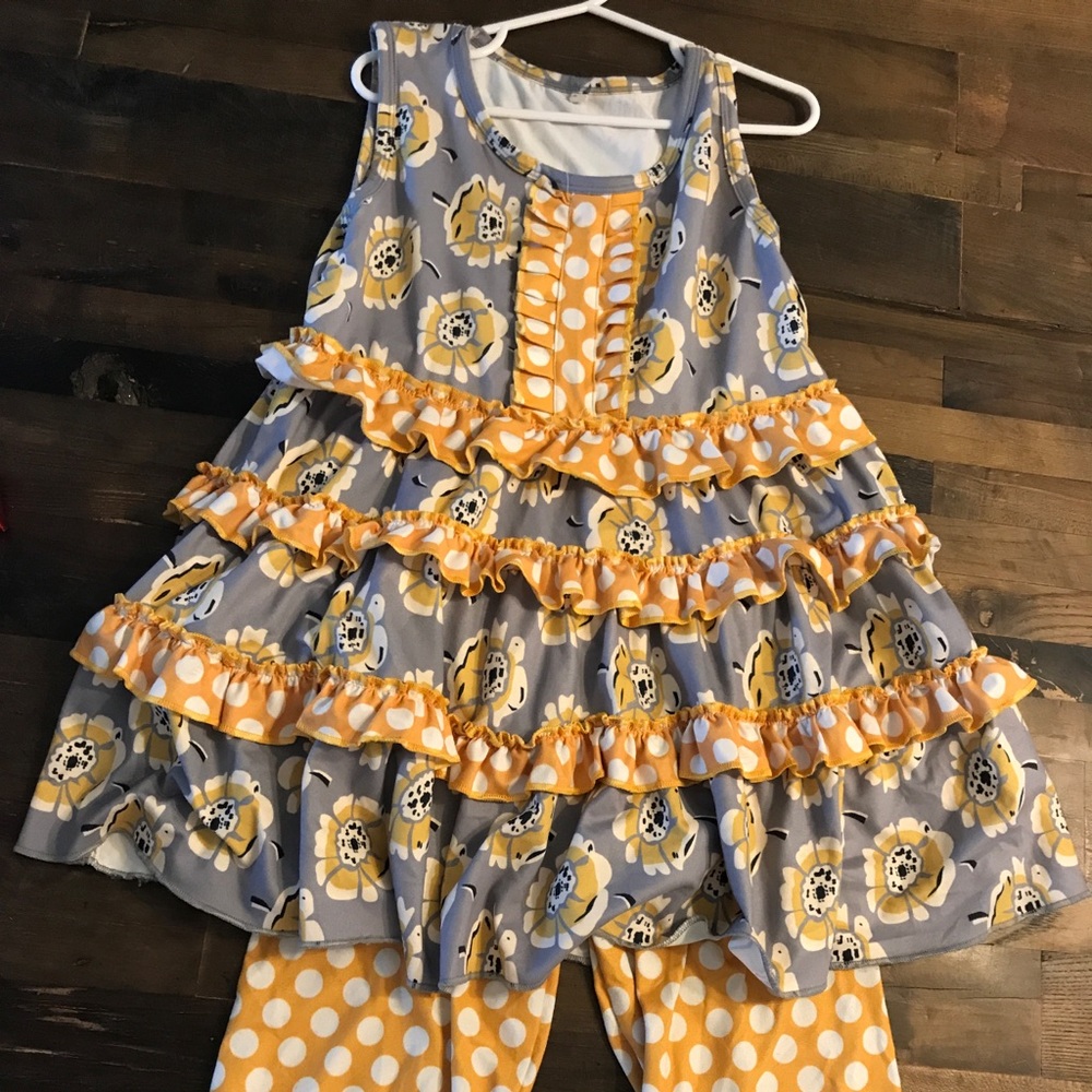 6-7 T boutique little girls dress and pants